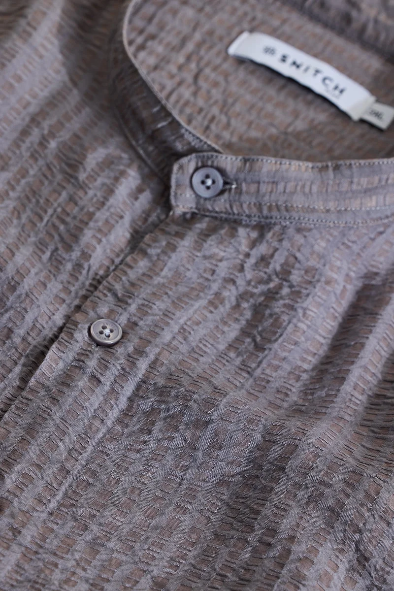 SNITCH Grey Textured Regular Fit Plus Size Shirt